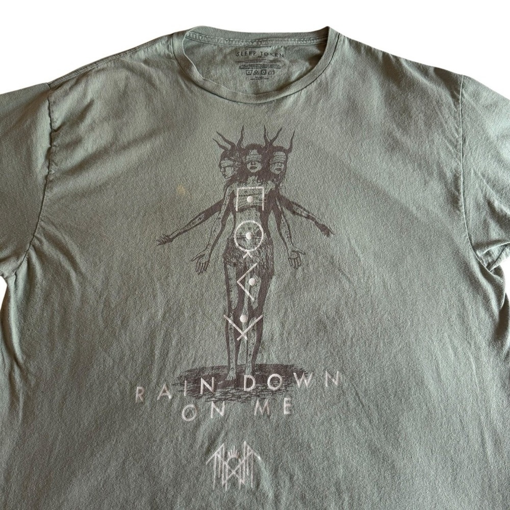 Sleep Token Band T-Shirt Rain Down On Me Olive Green, Size XL